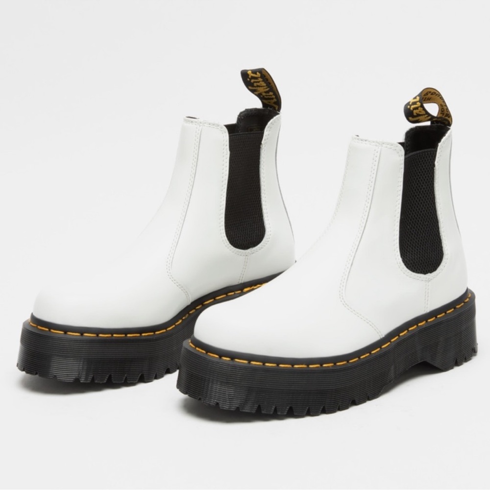 DR. MARTENS 2976 Quad Platform Womens White Chelsea Boots - Picture 8 of 10